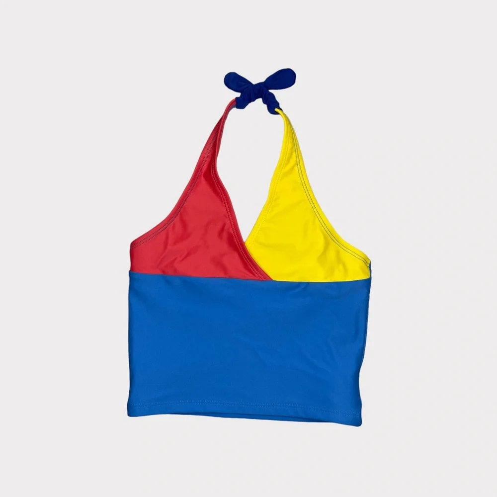Hanna Andersson Color Block Halter Swim Top